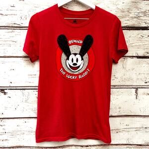 DISNEY PARKS Oswald The Lucky Rabbit T-Shirt Size Small Red Graphic Tee Adult